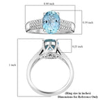 Luxoro  10K White Gold  AAAA   Santamaria Aquamarine ,  White Diamond  VS Ring 1.75 ct,  Gold Wt. 3.7 Gms  1.750  Ct.