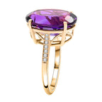 Luxoro  10K Yellow Gold  AAA   Lusaka Amethyst ,  White Diamond  I2 Ring 9.15 ct,  Gold Wt. 2.9 Gms  9.150  Ct.