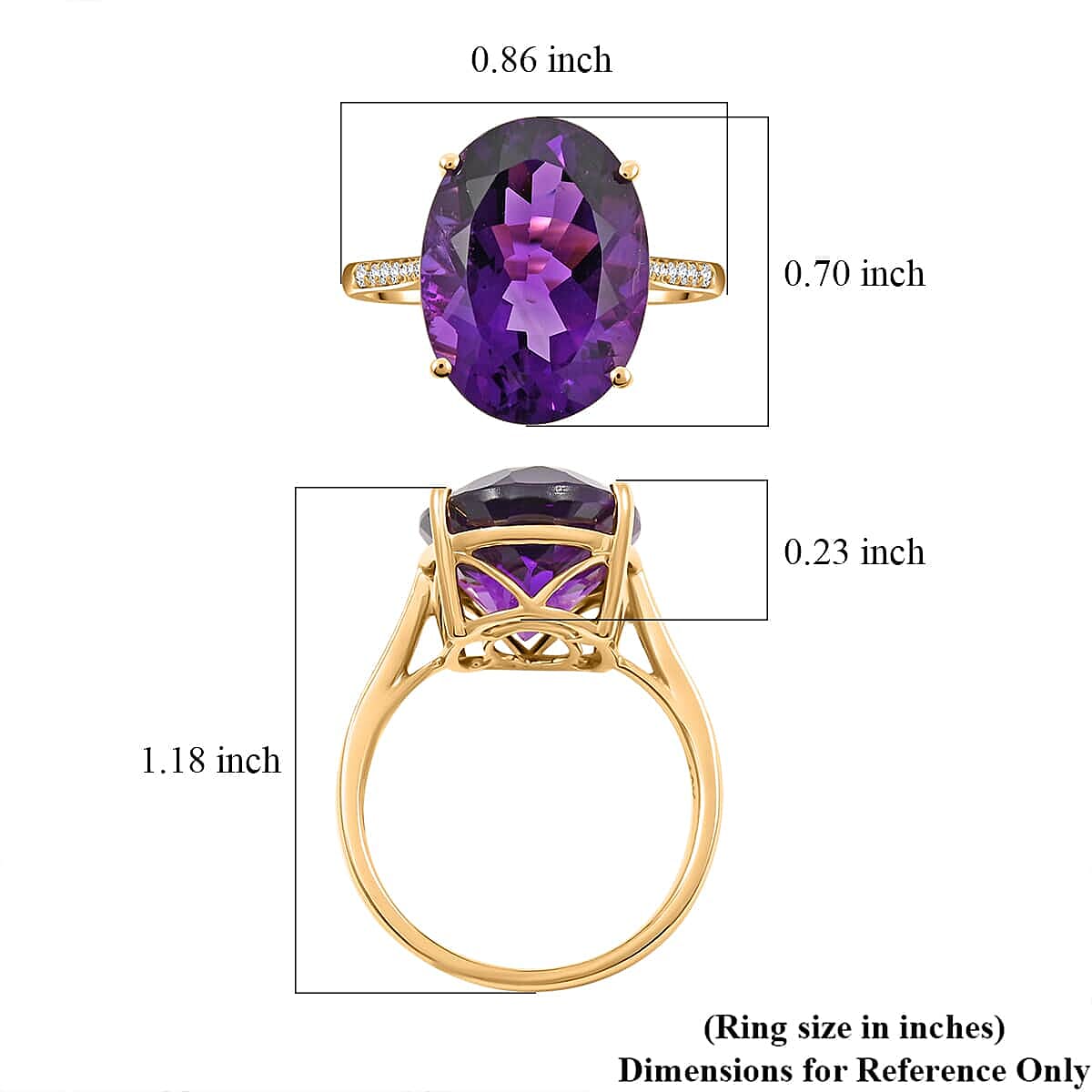 Luxoro  10K Yellow Gold  AAA   Lusaka Amethyst ,  White Diamond  I2 Ring 9.15 ct,  Gold Wt. 2.9 Gms  9.150  Ct. 7997743 5
