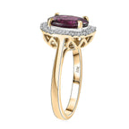 Luxoro 10K Yellow Gold AAA Radiant Ember Garnet, White Diamond I2 Main Stone With Surrounding Stone Ring, Gold Wt.3 Gms  3.327  Ct.