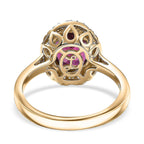 Luxoro 10K Yellow Gold AAA Radiant Ember Garnet, White Diamond I2 Main Stone With Surrounding Stone Ring, Gold Wt.3 Gms  3.327  Ct.