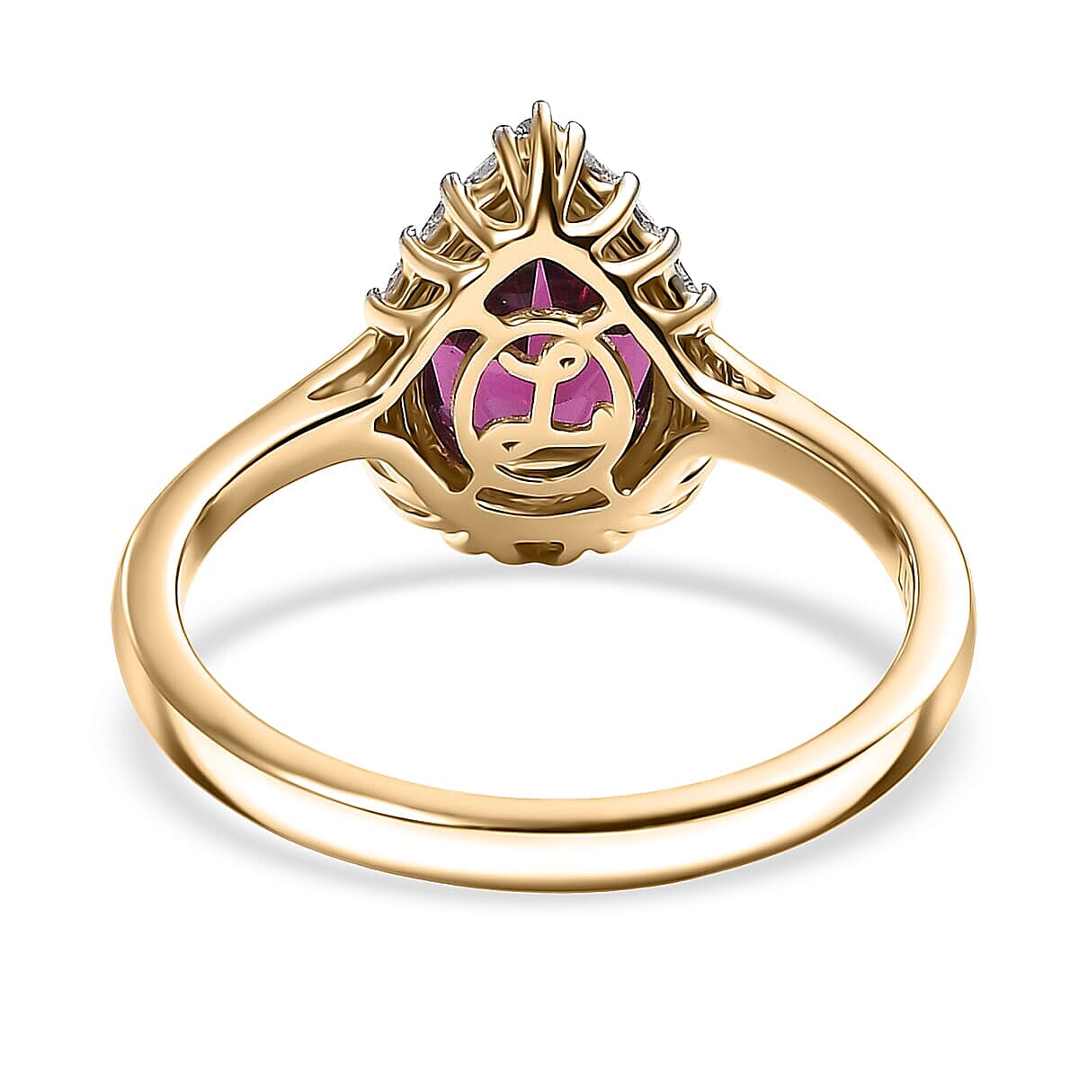 Certified &amp; Appraised LUXORO 10K Yellow Gold AAA Radiant Ember Garnet, White Diamond Halo Ring, 2.34 Ct. 8300754 5
