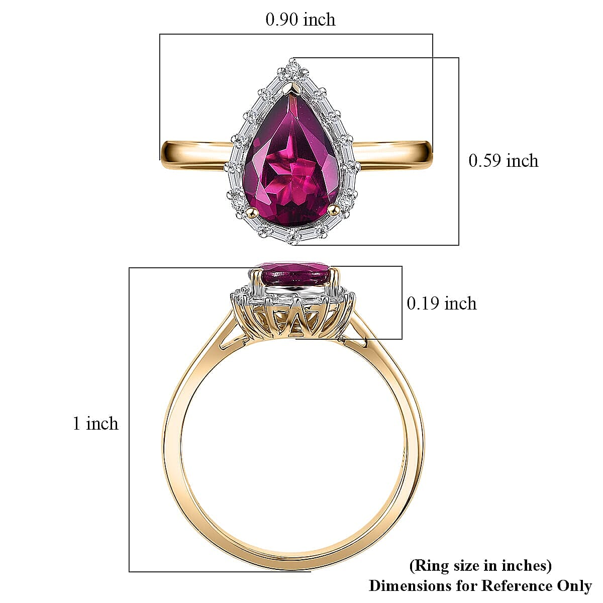 Certified &amp; Appraised LUXORO 10K Yellow Gold AAA Radiant Ember Garnet, White Diamond Halo Ring, 2.34 Ct. 8300754 6