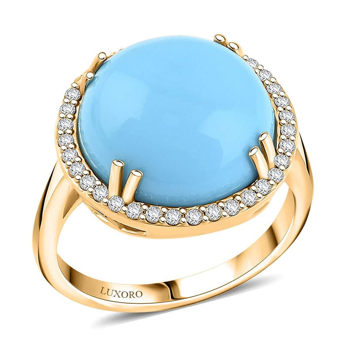 Appraised and Certified 8.65 Ct. Sleeping Beauty Turquoise, Diamond Halo Ring in 10K Yellow Gold 7981831 1