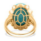 Luxoro  10K Yellow Gold  AAA   Sleeping Beauty Turquoise ,  White Diamond  I2 Ring 9.75 pc,  Gold Wt. 6.15 Gms  9.750  Ct.