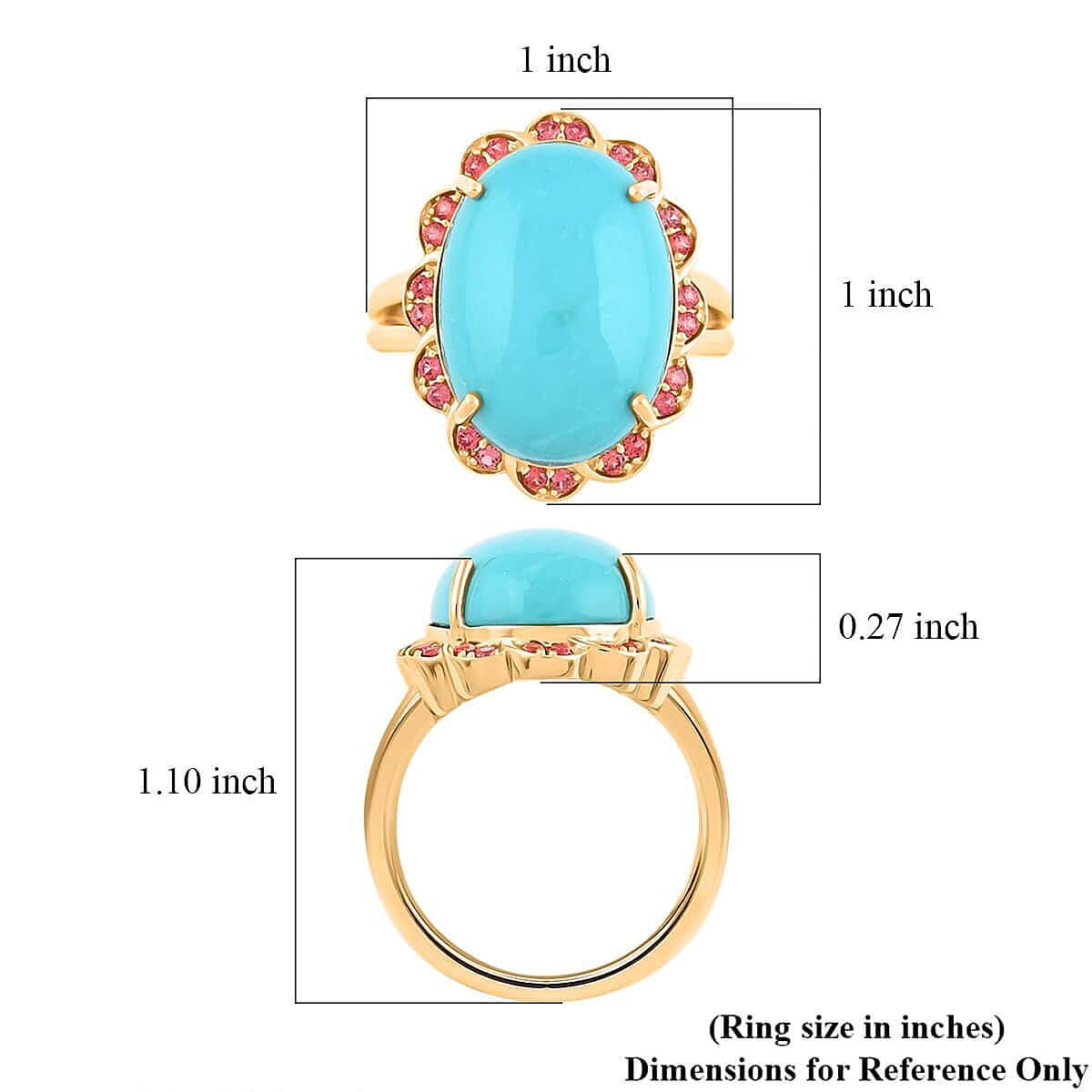 Certified &amp; Appraised LUXURO10K Yellow Gold AAA Sleeping Beauty Turquoise, White Diamond Halo Ring 9.75 Cts. 7981845 5