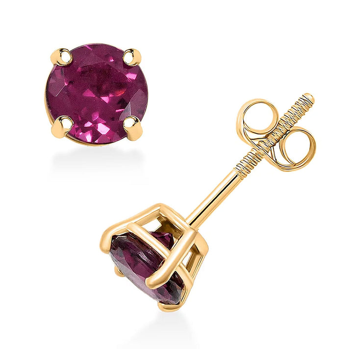 LUXORO 14K Yellow Gold AAA Radiant Ember Garnet Solitaire Stud Earring, 1.20 Ct. 8354394 1
