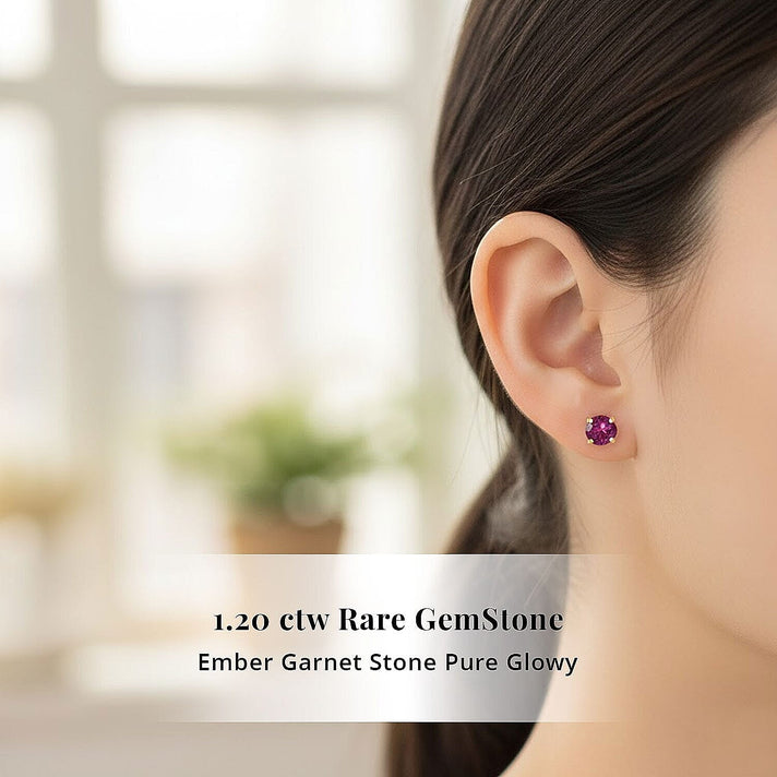 LUXORO 14K Yellow Gold AAA Radiant Ember Garnet Solitaire Stud Earring, 1.20 Ct. 8354394 2