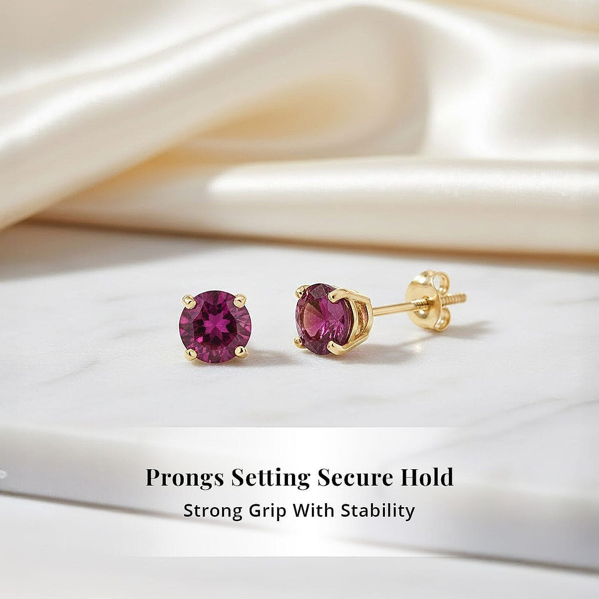 LUXORO 14K Yellow Gold AAA Radiant Ember Garnet Solitaire Stud Earring, 1.20 Ct. 8354394 3