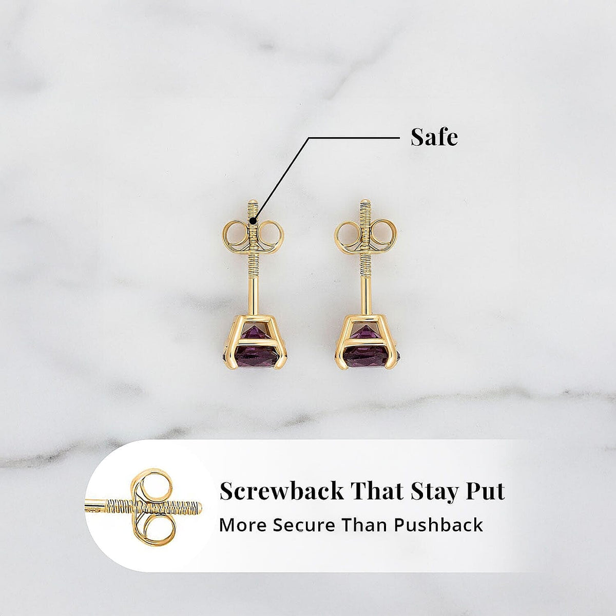 LUXORO 14K Yellow Gold AAA Radiant Ember Garnet Solitaire Stud Earring, 1.20 Ct. 8354394 4