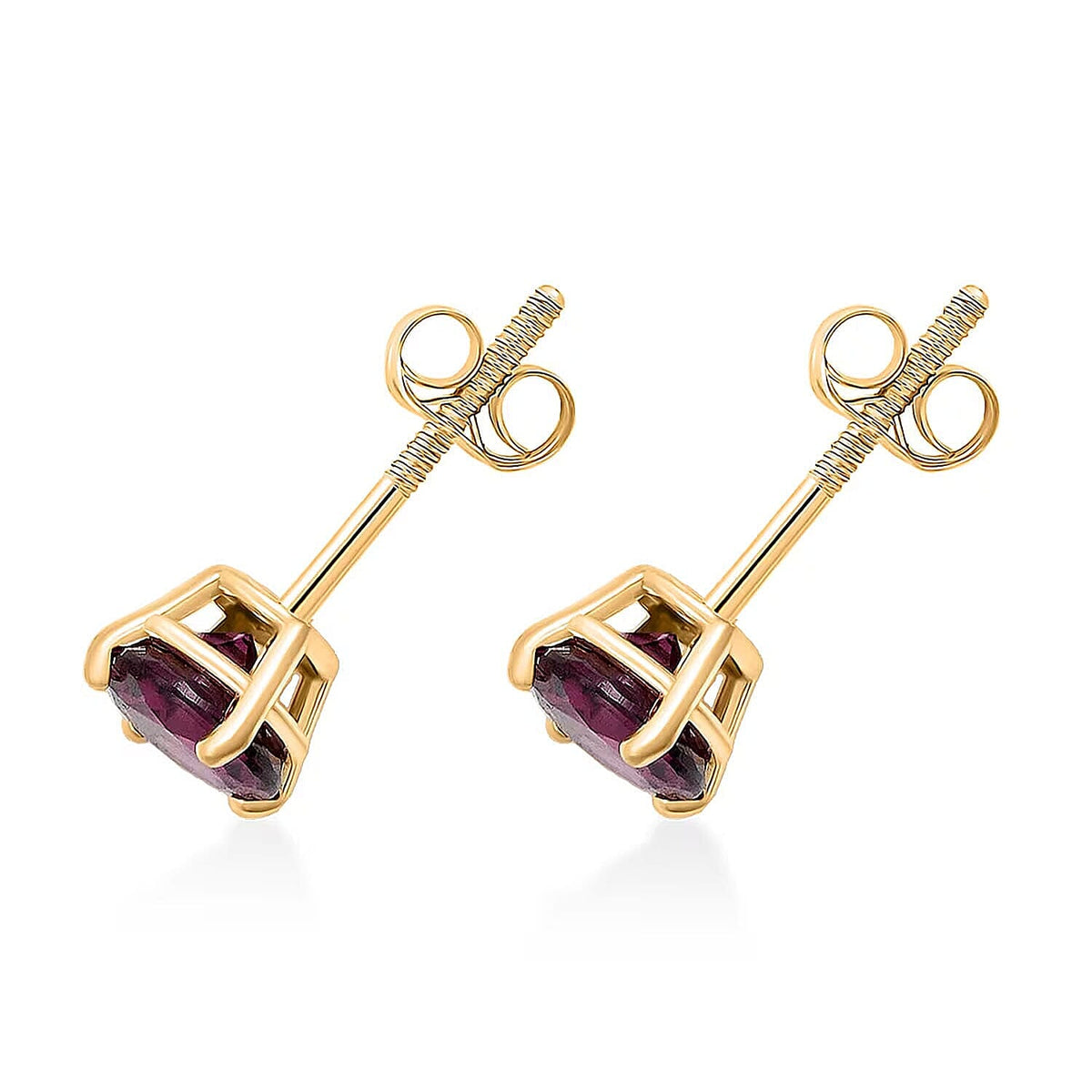 LUXORO 14K Yellow Gold AAA Radiant Ember Garnet Solitaire Stud Earring, 1.20 Ct. 8354394 6