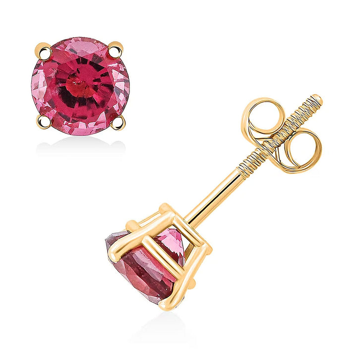 LUXORO 14K Yellow Gold AAA Rubellite Solitaire Stud Earring, 1.10 Ct. 8354395 1