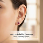 Luxoro 14K Yellow Gold AAA Rubellite Earring, Gold Wt.0.46 Gms  1.100  Ct.