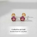 Luxoro 14K Yellow Gold AAA Rubellite Earring, Gold Wt.0.46 Gms  1.100  Ct.