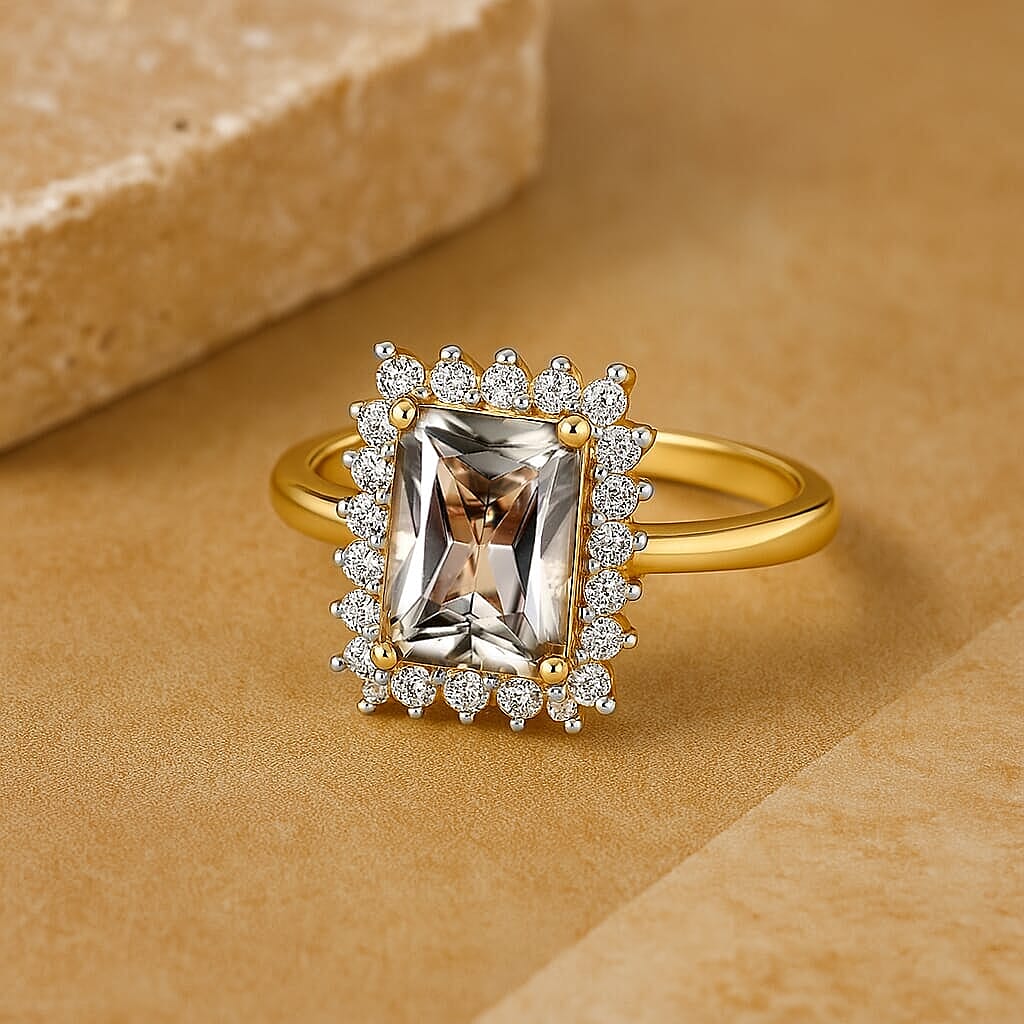 Certified &amp; Appraised LUXORO 14K Yellow Gold AAA Turkizite, White Diamond Halo Ring 8129295 1