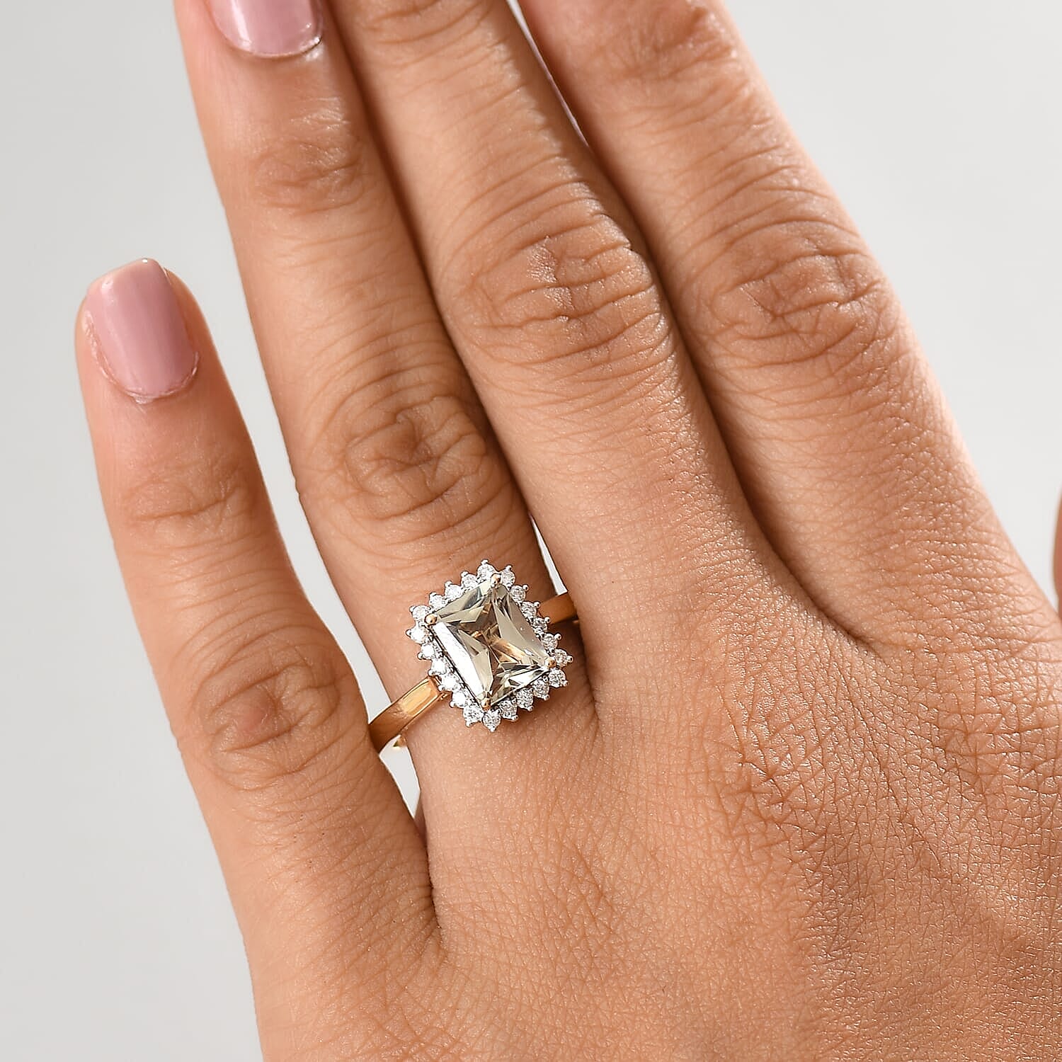 Certified &amp; Appraised LUXORO 14K Yellow Gold AAA Turkizite, White Diamond Halo Ring 8129295 2