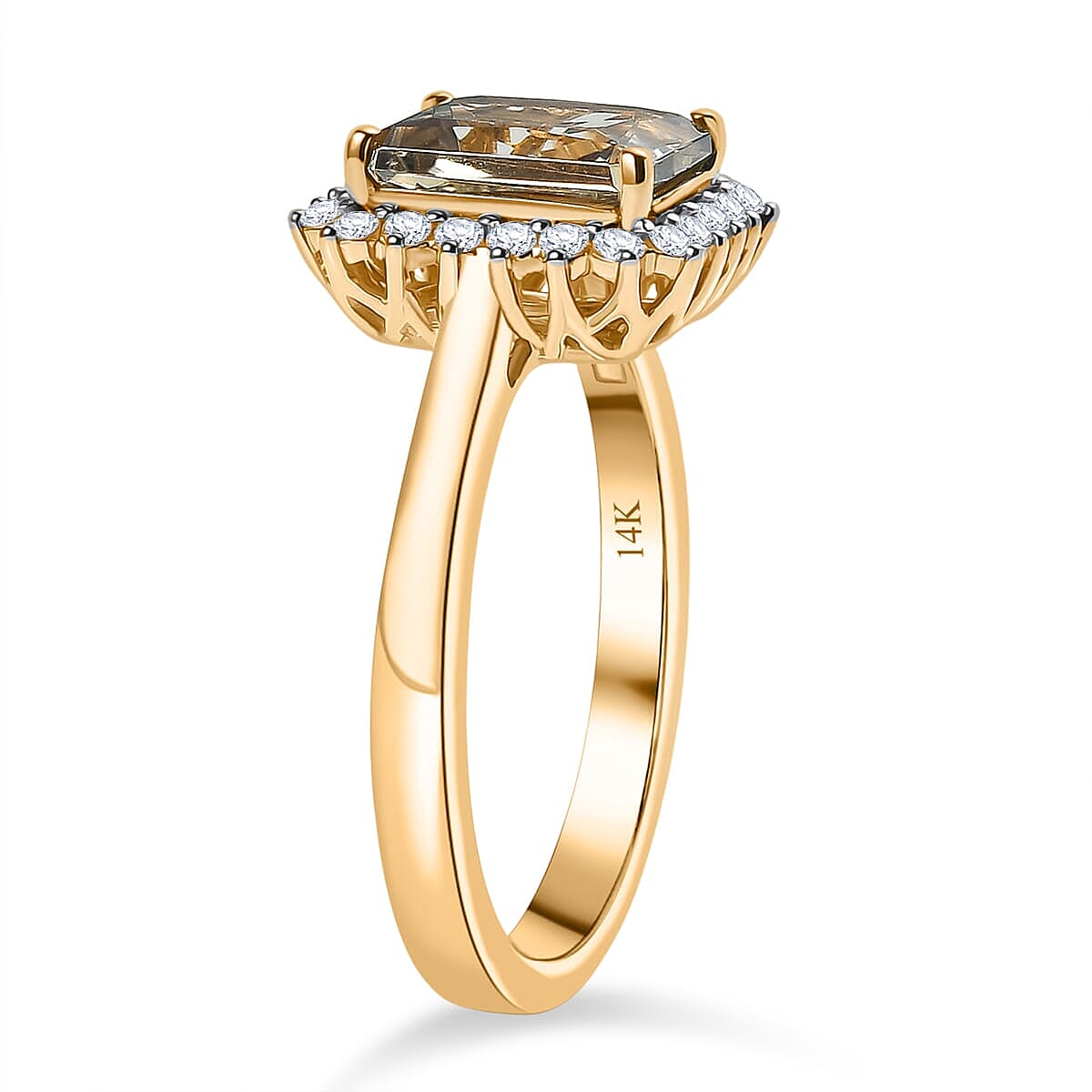 Certified &amp; Appraised LUXORO 14K Yellow Gold AAA Turkizite, White Diamond Halo Ring 8129295 3