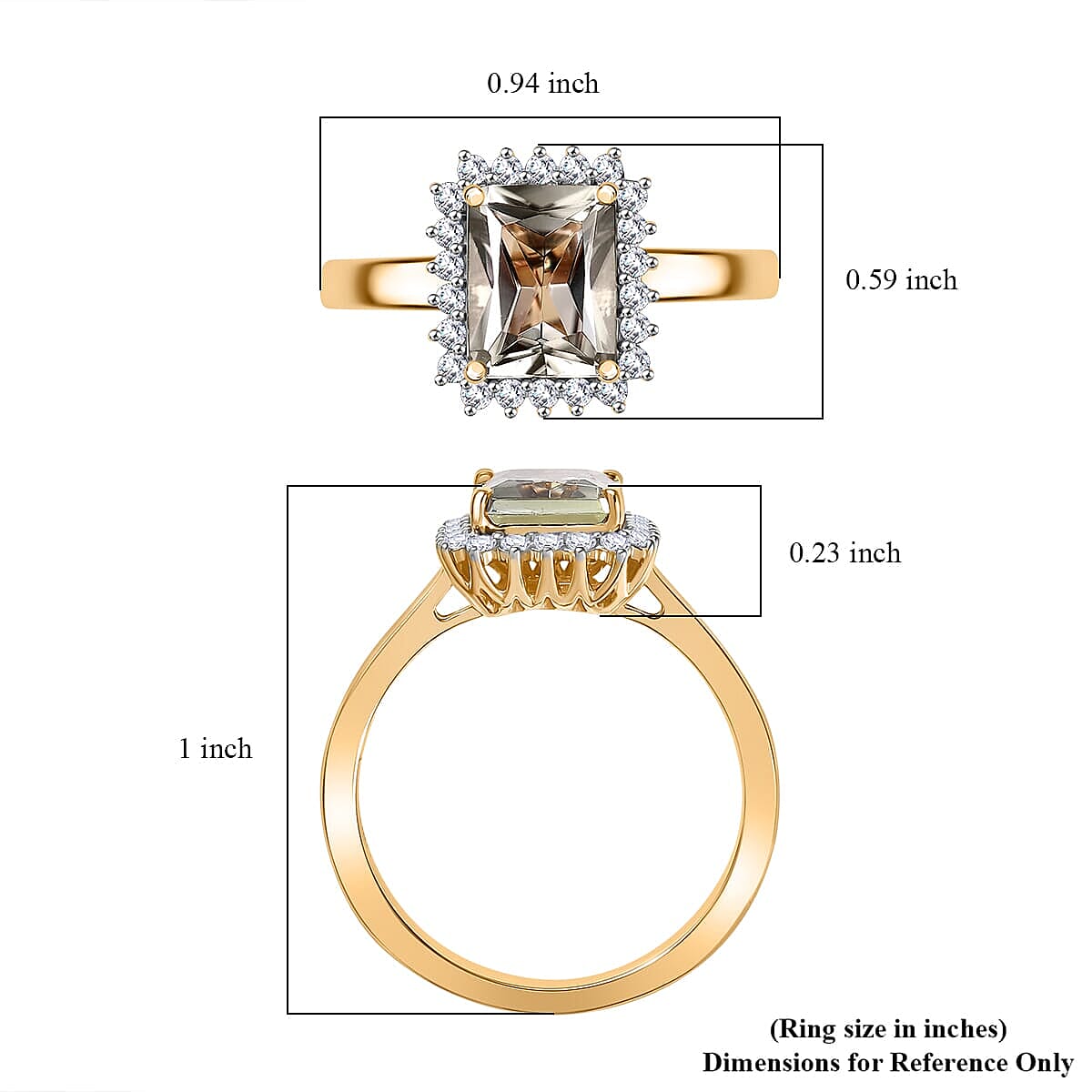 Certified &amp; Appraised LUXORO 14K Yellow Gold AAA Turkizite, White Diamond Halo Ring 8129295 5