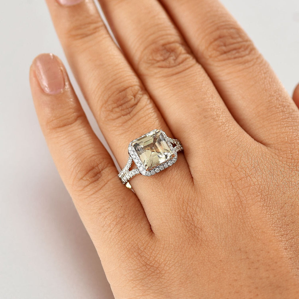 Luxoro 14K Yellow Gold AAA Turkizite, White Diamond I2 Main Stone With Side Stone Ring, Gold Wt.4.14 Gms  5.162  Ct.