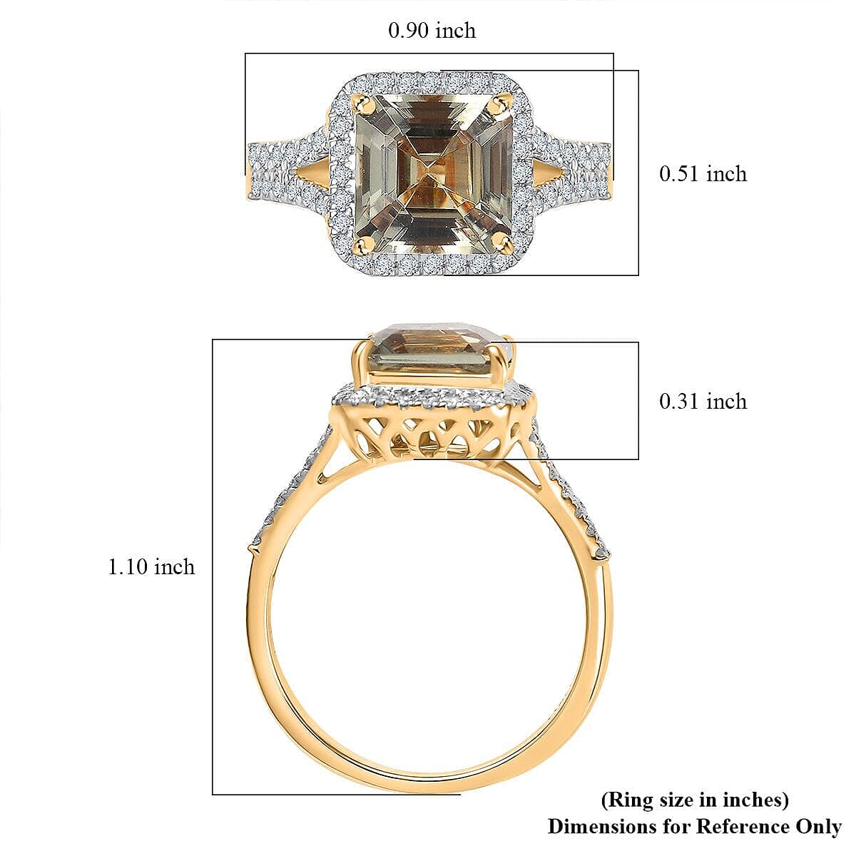 Certified &amp; Appraised LUXORO 14K Yellow Gold AAA Turkizite, White Diamond I2 Halo Ring, 5.16 Ct. 8129310 6