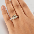 Luxoro 14K Yellow Gold AAA Turkizite, White Diamond I2 Main Stone With Side Stone Ring, Gold Wt.3.76 Gms  4.738  Ct.