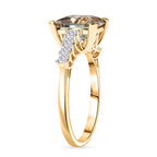 Luxoro 14K Yellow Gold AAA Turkizite, White Diamond I2 Main Stone With Side Stone Ring, Gold Wt.3.76 Gms  4.738  Ct.