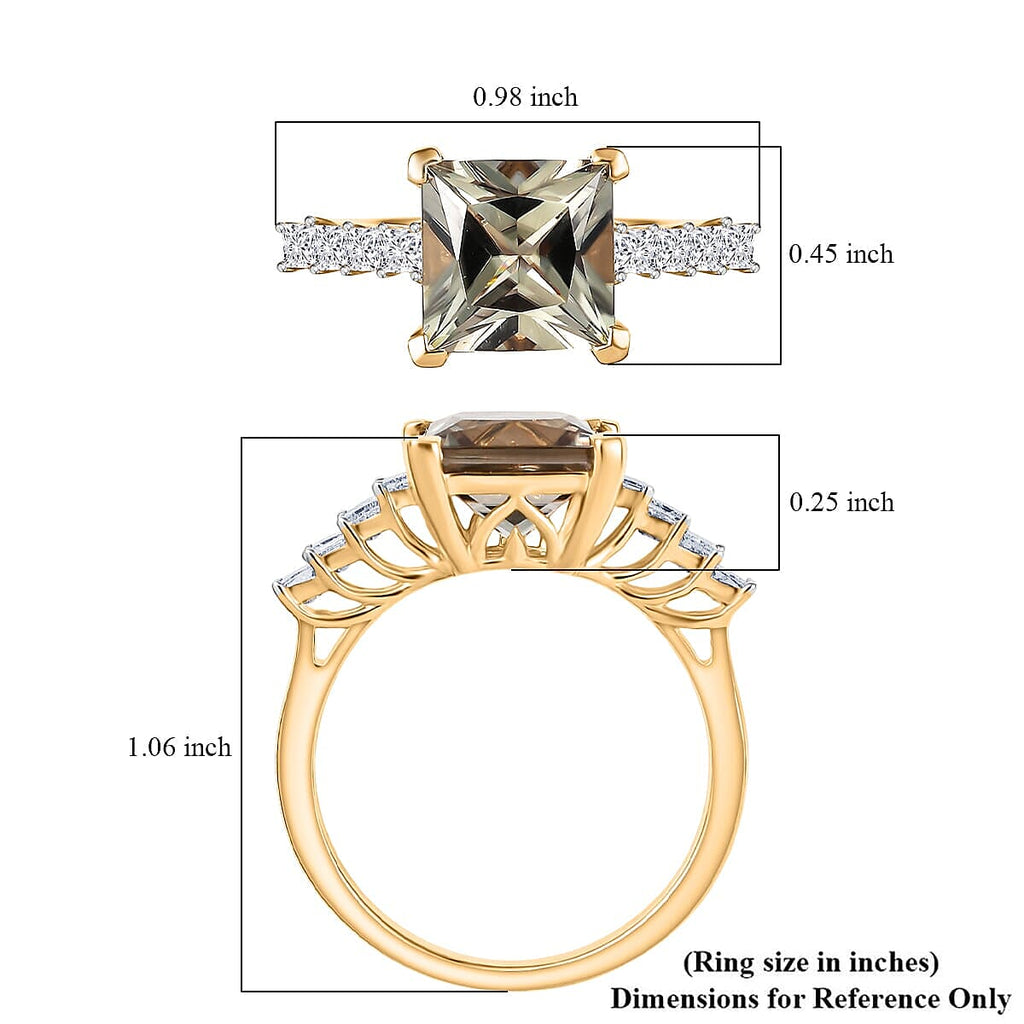 Luxoro 14K Yellow Gold AAA Turkizite, White Diamond I2 Main Stone With Side Stone Ring, Gold Wt.3.76 Gms  4.738  Ct.