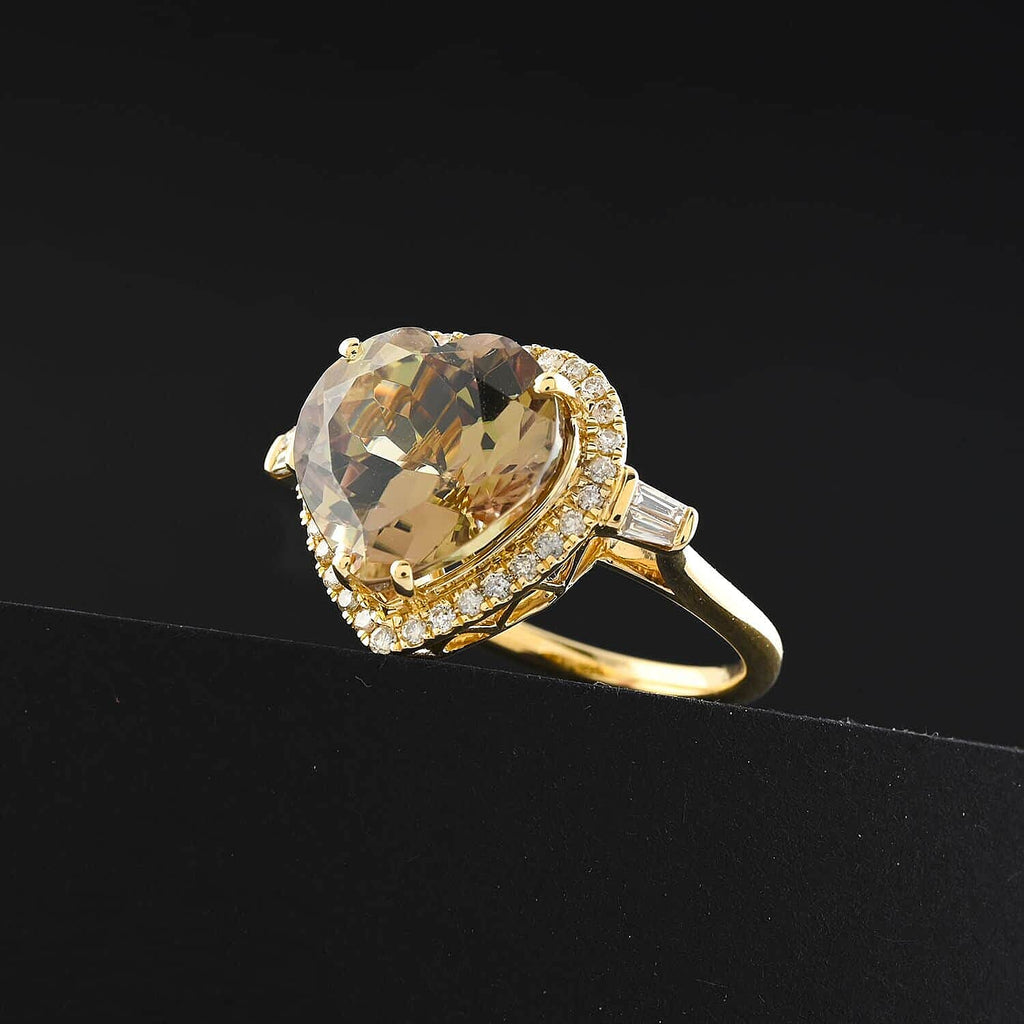 Luxoro  14K Yellow Gold  AAA   Turkizite ,  White Diamond  I2 Ring 7.10 ct,  Gold Wt. 4.7 Gms  7.100  Ct.