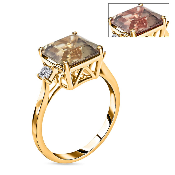 Certified &amp; Appraised LUXORO 14K Yellow Gold AAA Turkizite, White Diamond Ring, 4.35 Ct. 8215183 1