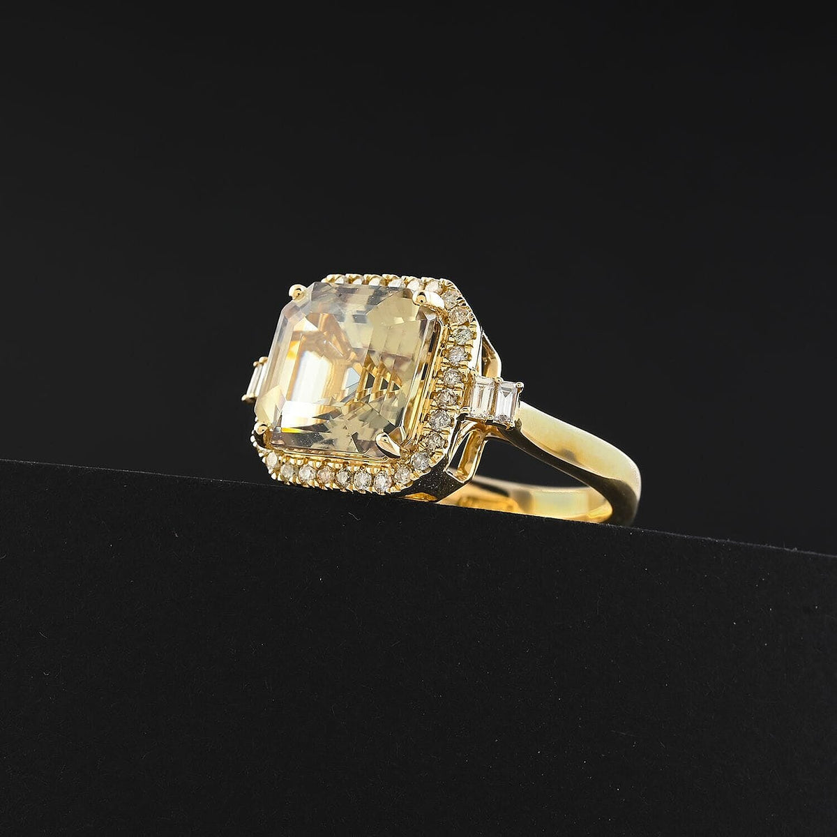 Certified &amp; Appraised LUXORO 14K Yellow Gold AAA Turkizite, White Diamond Halo Ring, 5.96 Ct. 8215156 1