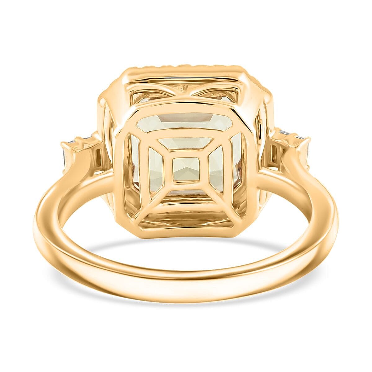 Certified &amp; Appraised LUXORO 14K Yellow Gold AAA Turkizite, White Diamond Halo Ring, 5.96 Ct. 8215156 4