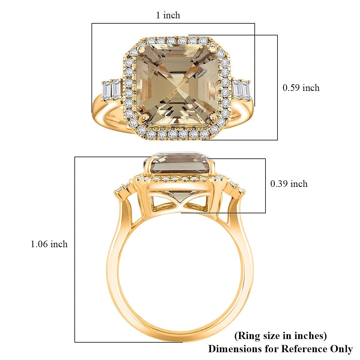 Certified &amp; Appraised LUXORO 14K Yellow Gold AAA Turkizite, White Diamond Halo Ring, 5.96 Ct. 8215156 5