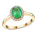Luxoro 14K Yellow Gold AAA Zambian Emerald, White Diamond I2 Ring, Gold Wt.3.18 Gms  1.400  Ct.