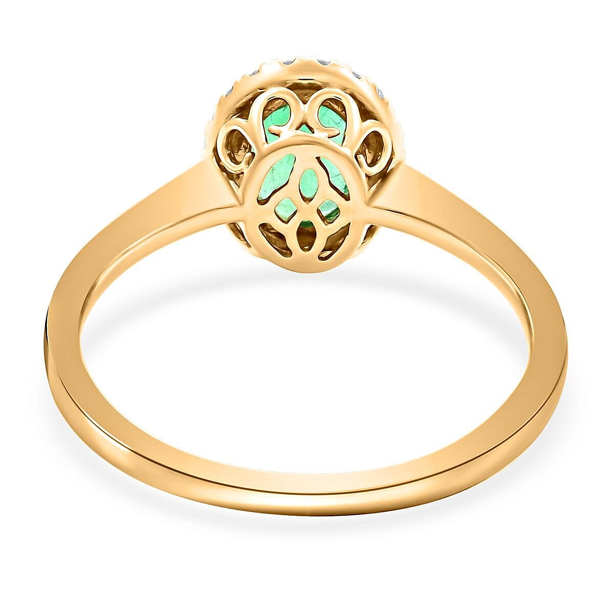 Certified &amp; Appraised LUXORO 14K Yellow Gold AAA Zambian Emerald, White Diamond Halo Ring 1.4 Ct. 8215091 4