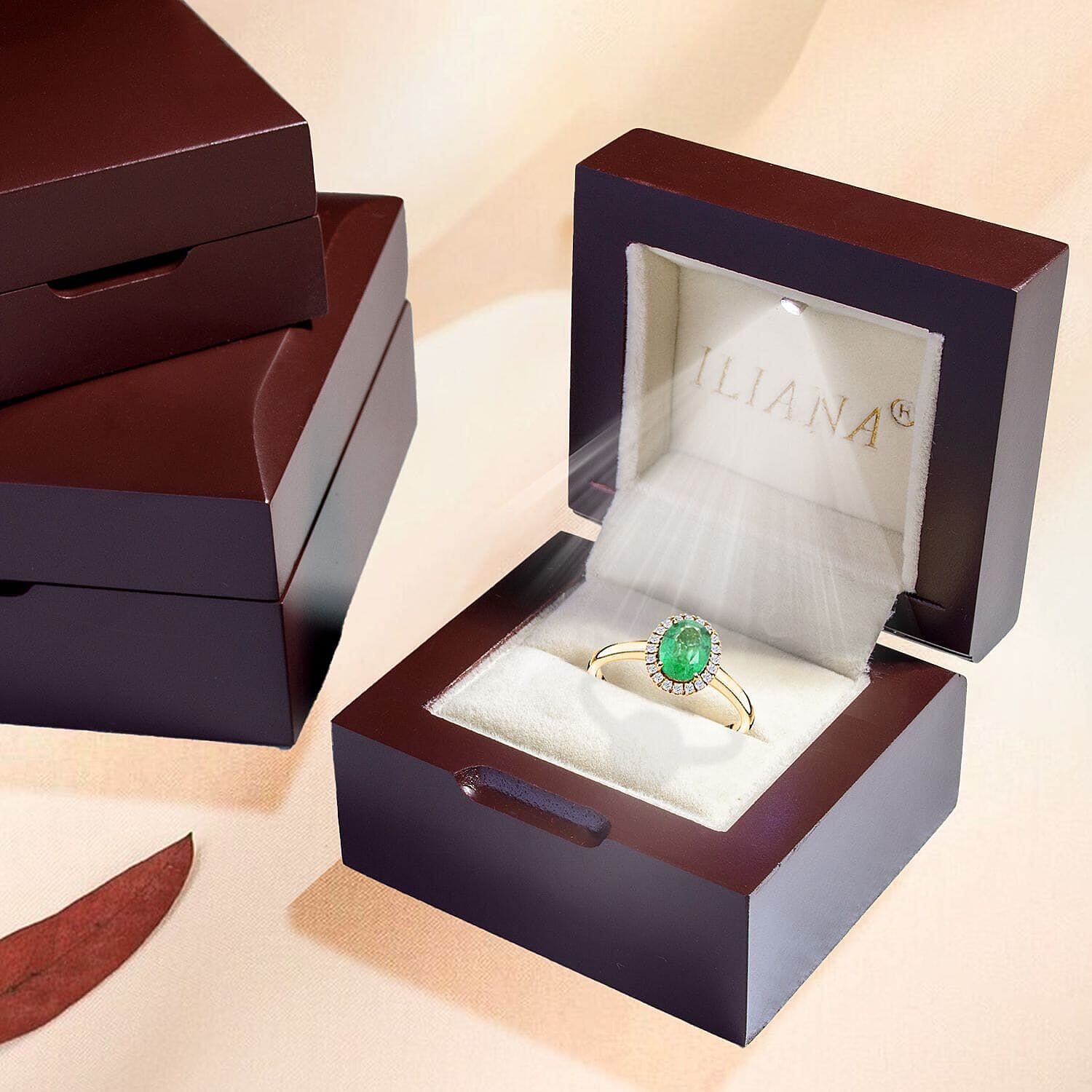 Certified &amp; Appraised LUXORO 14K Yellow Gold AAA Zambian Emerald, White Diamond Halo Ring 1.4 Ct. 8215091 6