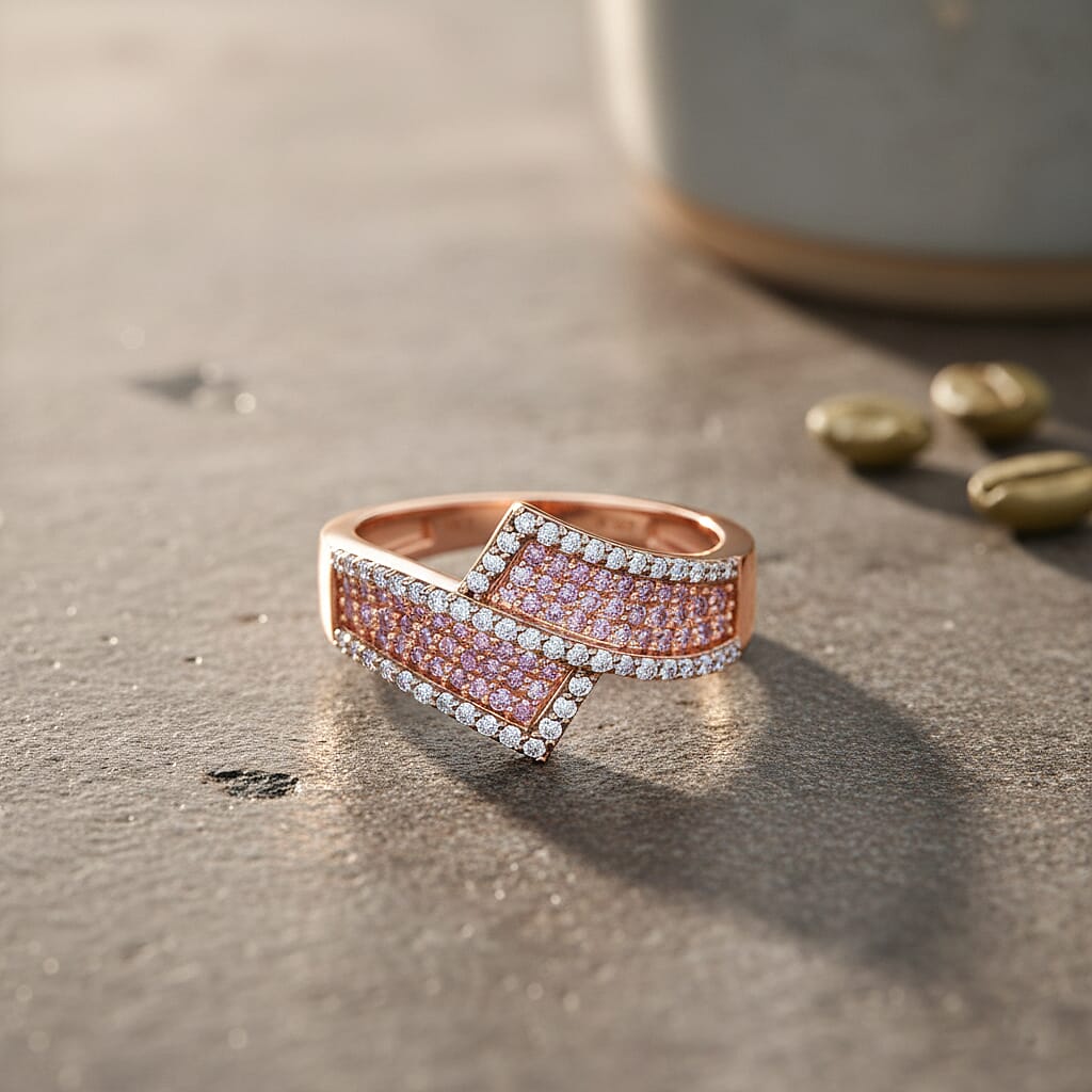 Luxoro 9K Rose Gold SGL Certified Natural Pink Diamond &amp; Natural White Diamond Ring 0.51 Ct. 8322777 1