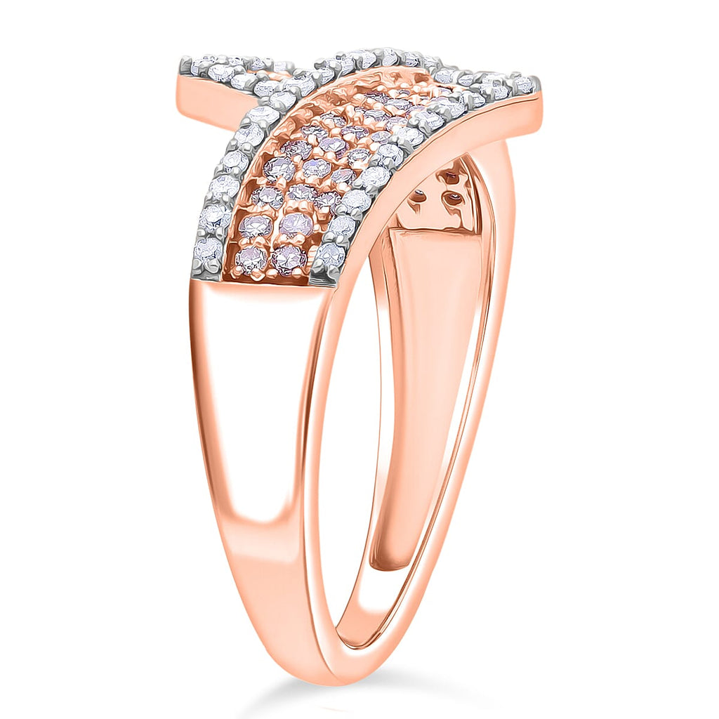 Luxoro 9K Rose Gold SGL Certified Natural Pink Diamond & Natural White Diamond Ring 0.51 Ct.