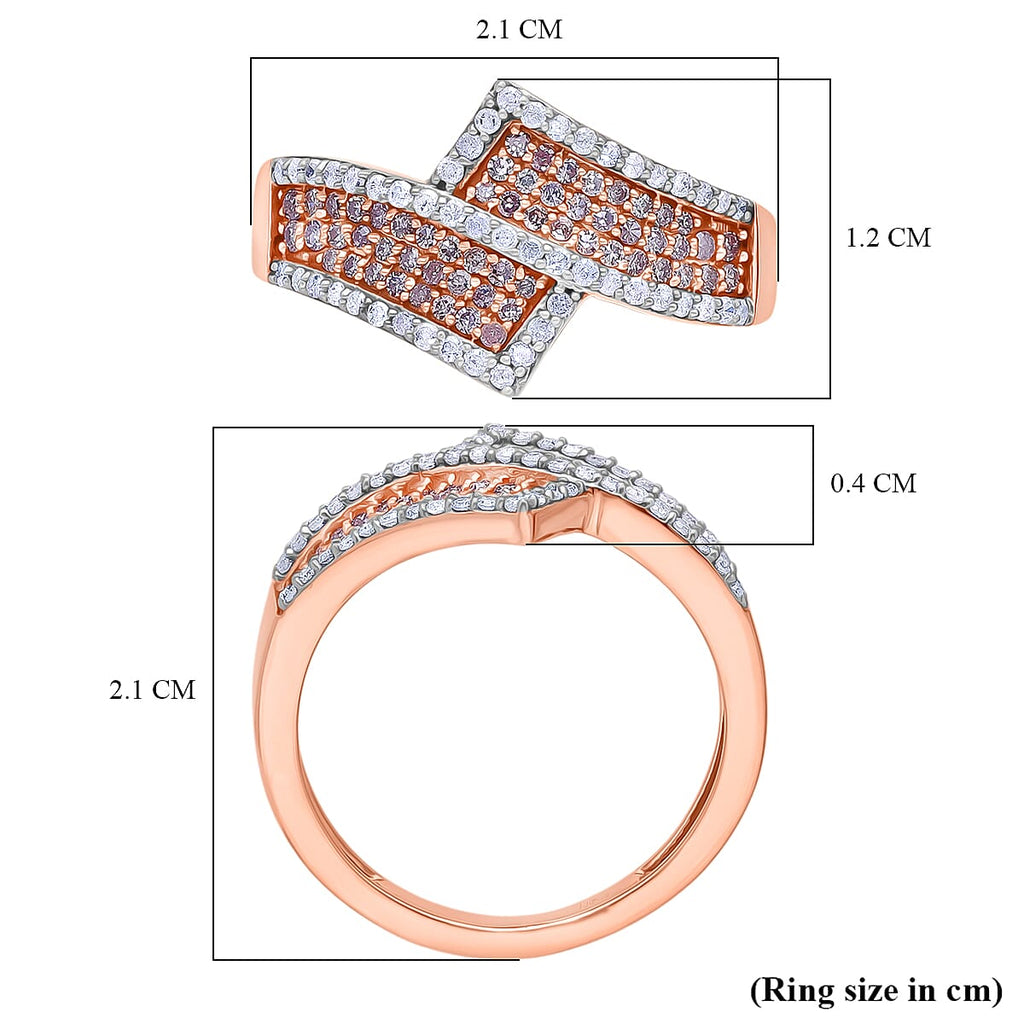 Luxoro 9K Rose Gold SGL Certified Natural Pink Diamond & Natural White Diamond Ring 0.51 Ct.