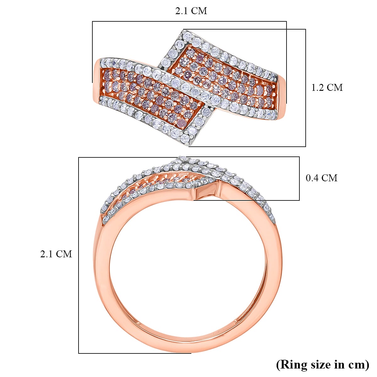 Luxoro 9K Rose Gold SGL Certified Natural Pink Diamond &amp; Natural White Diamond Ring 0.51 Ct. 8322777 5
