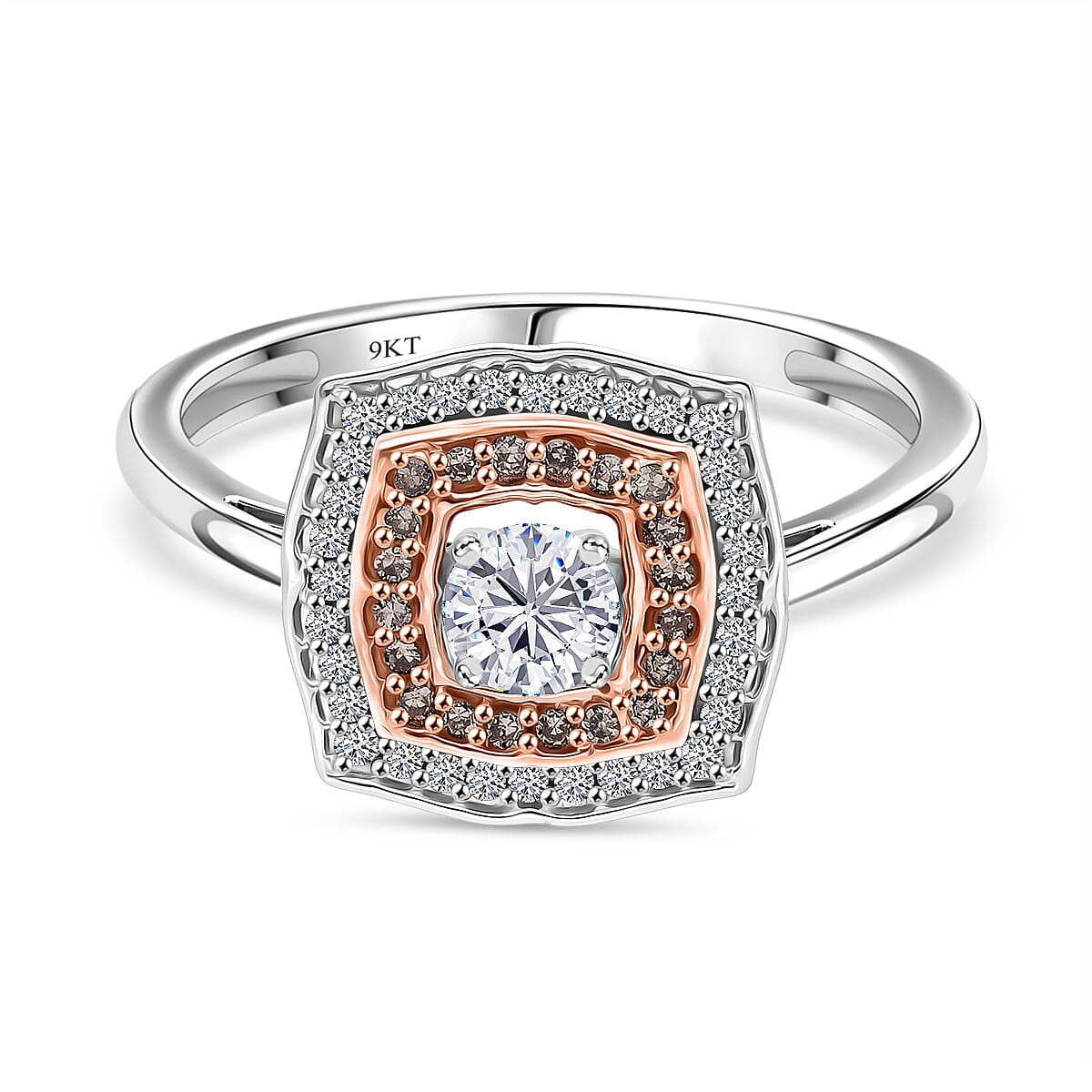 Luxoro 9K Rose Gold White Diamond &amp; Champagne Diamond I3 Ring 8194383 0