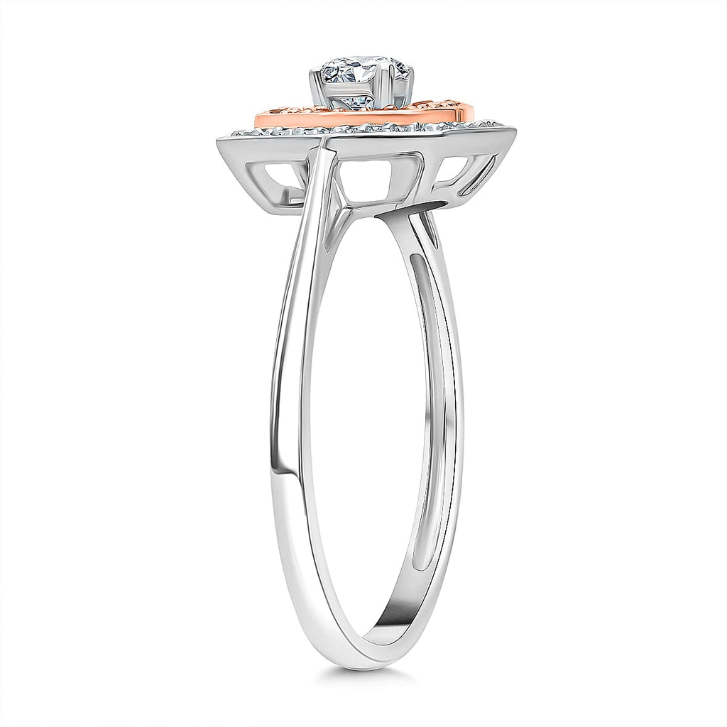 Luxoro 9K Rose Gold White Diamond & Champagne Diamond I3 Ring