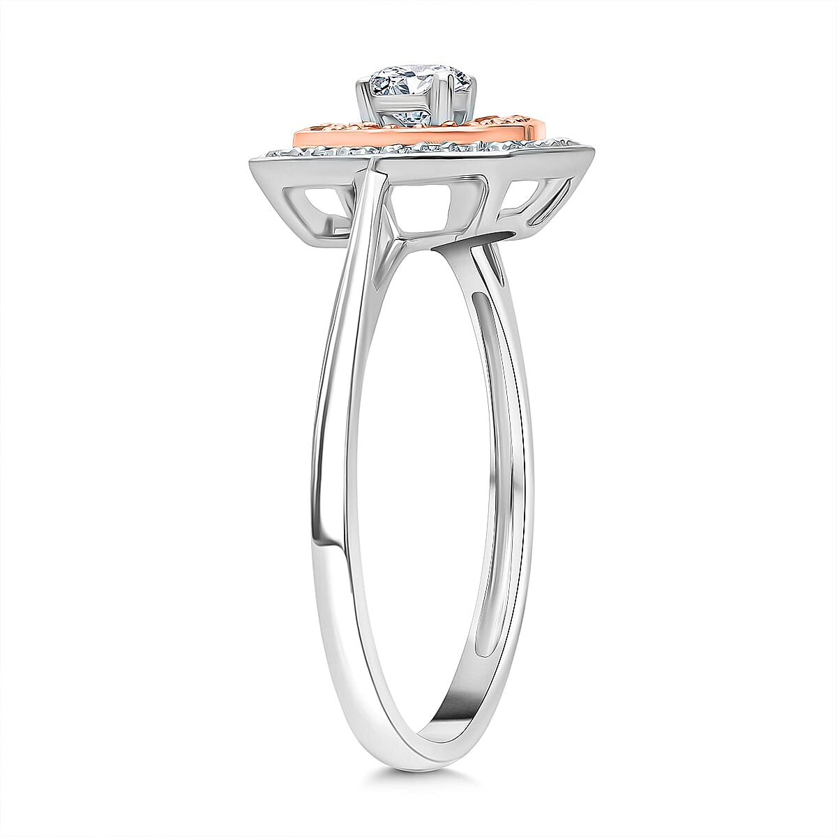 Luxoro 9K Rose Gold White Diamond &amp; Champagne Diamond I3 Ring 8194383 3