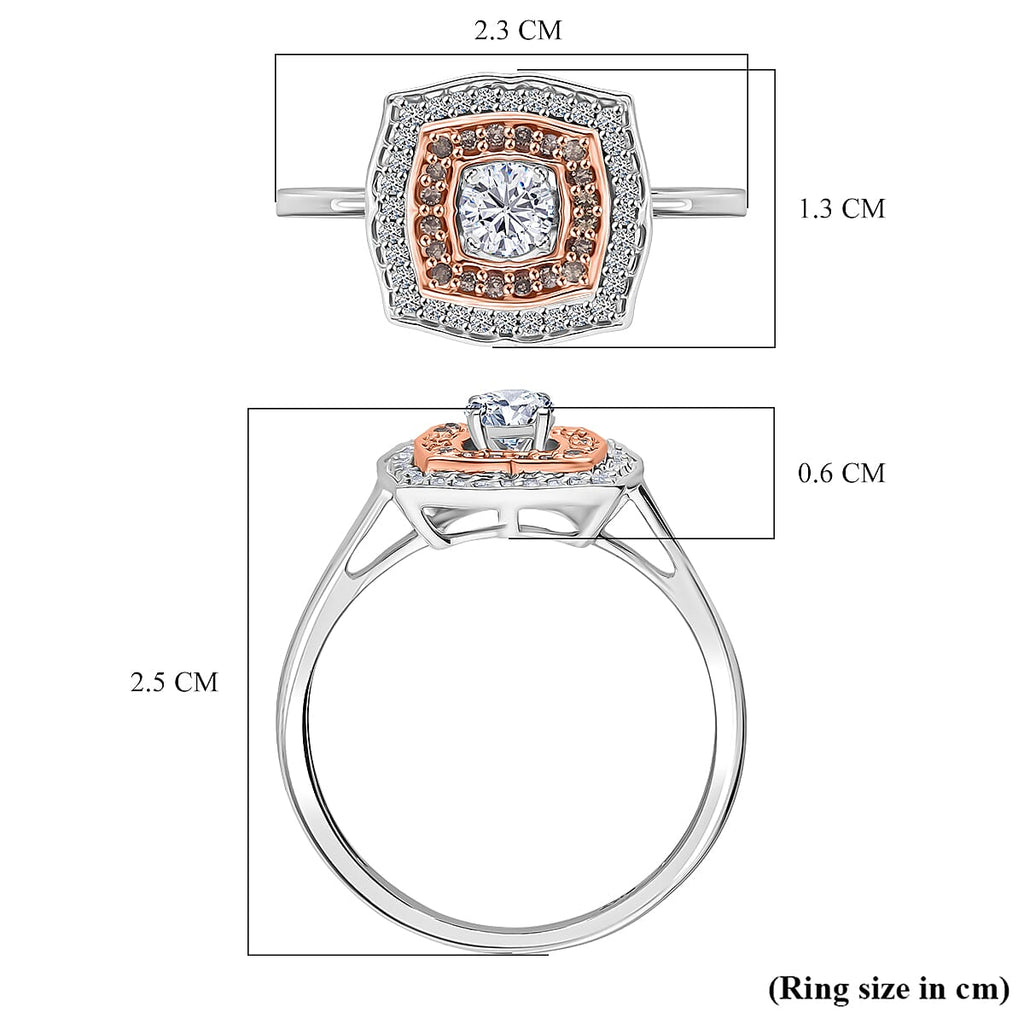 Luxoro 9K Rose Gold White Diamond & Champagne Diamond I3 Ring