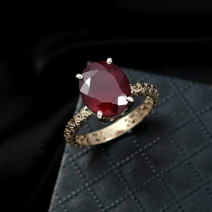 Very Rare Size- Luxoro 9K Yellow Gold Ceylon Hessonite Garnet Solitaire Ring 4.50 Ct. 8357009 2