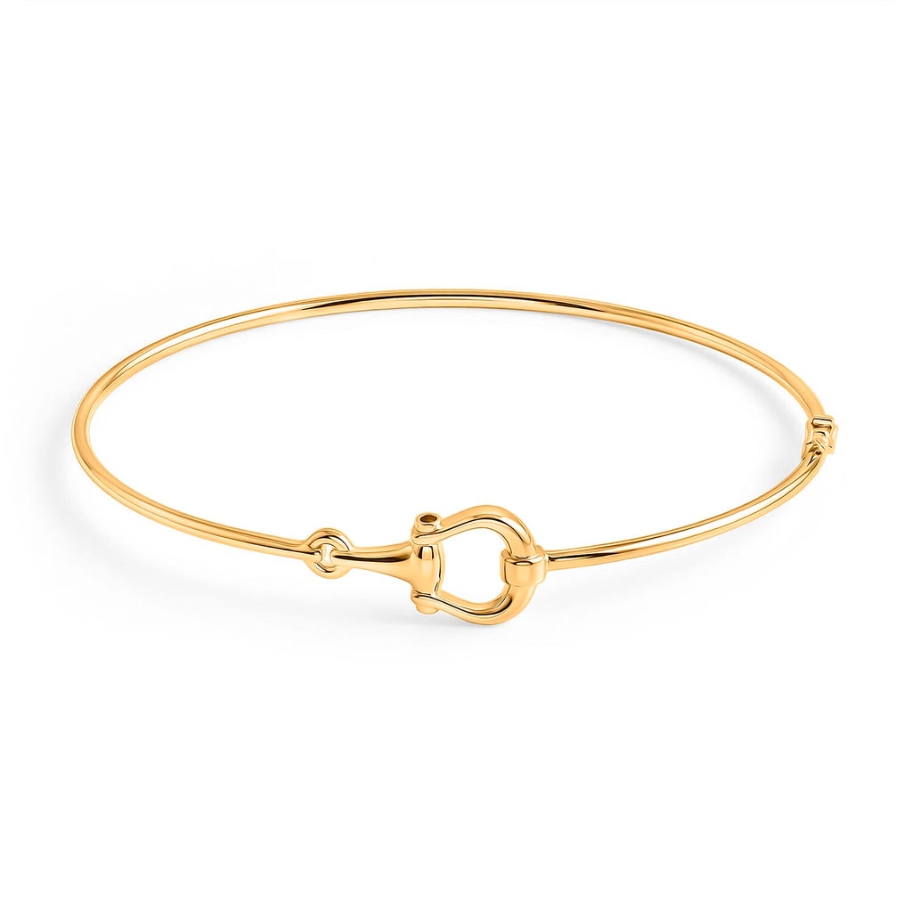 Designer Inspired- 9K Yellow Gold Snaffle Bangle (Size - 7.5)