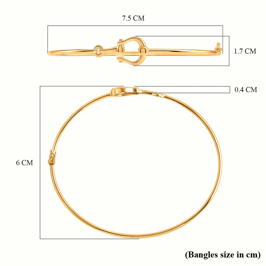 Designer Inspired- 9K Yellow Gold Snaffle Bangle (Size - 7.5)