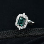 Luxoro AGI Certified & Appraised 10K White Gold AAA Lagoon Tourmaline & Natural White Diamond Ring 1.77 Ct.