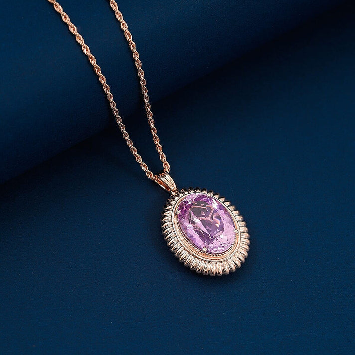 Luxuriant - 9K Rose Gold AGI Certified AAA Martha Rocha Kunzite Pendant with Chain (Size 18) 15.11 Ct, Gold Wt. 7.00Gms 4439299 2