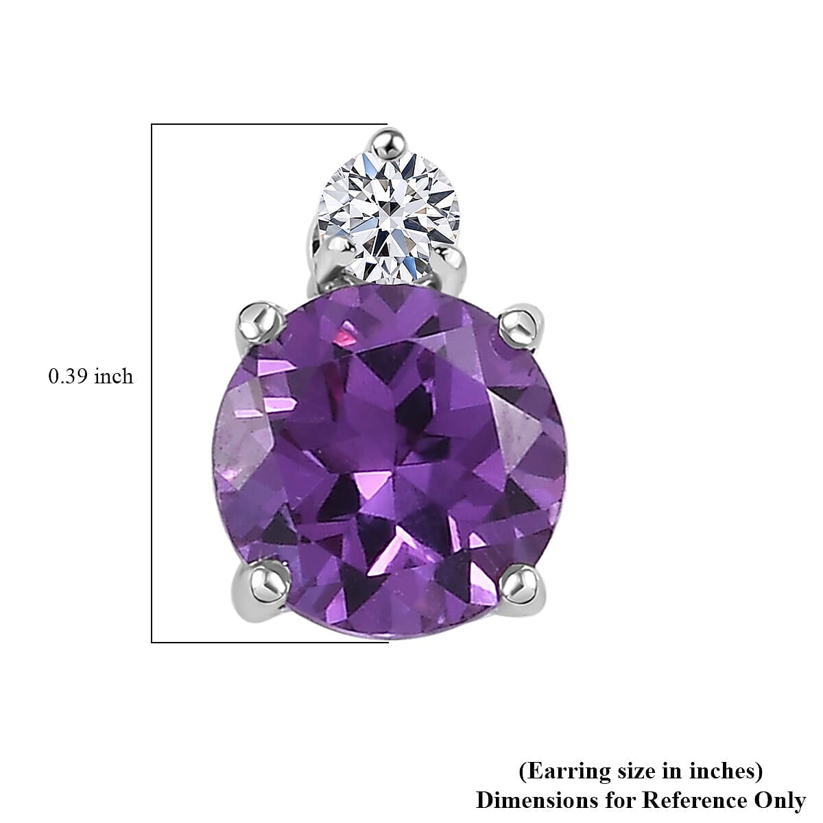 Certified &amp; Appraised LUXURIANT AAA Lab Grown Purple Sapphire, Lab Grown Diamond Solitaire Earring in 10K White Gold, (GH, SI) 3.02 Ct. 8114807 4