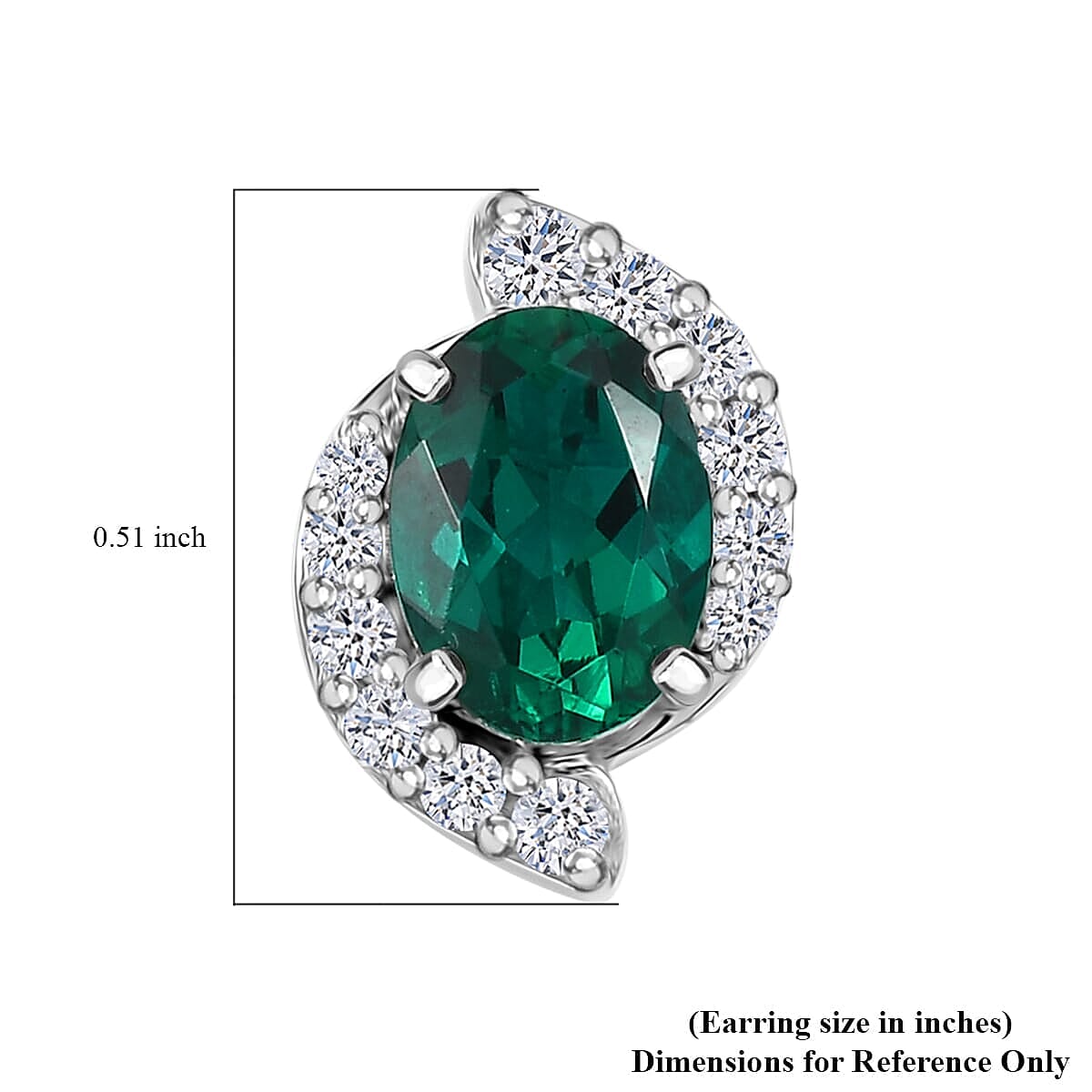 Appraised &amp; Certified LUXURIANT 10K White Gold AAA Lab Grown Emerald, Lab Grown Diamond GH, SI Solitaire Stud Push Post Earring, 2.25 Ct. 8115001 5